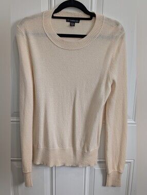 en THREAD Cream Merino Wool & Cashmere Blend Crewneck Sweater